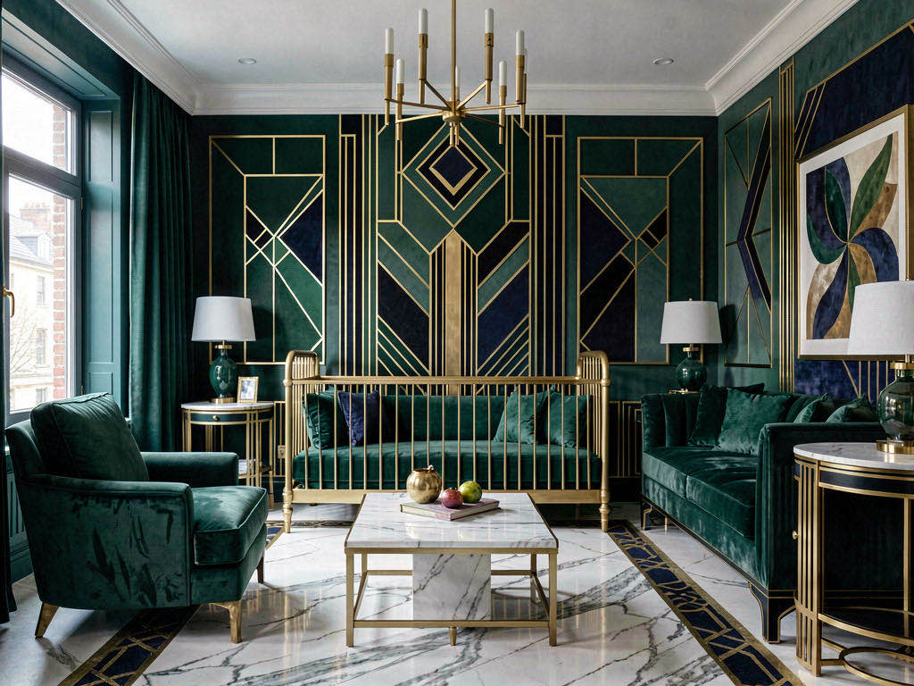 Art Deco Nursery with sunken seating pit