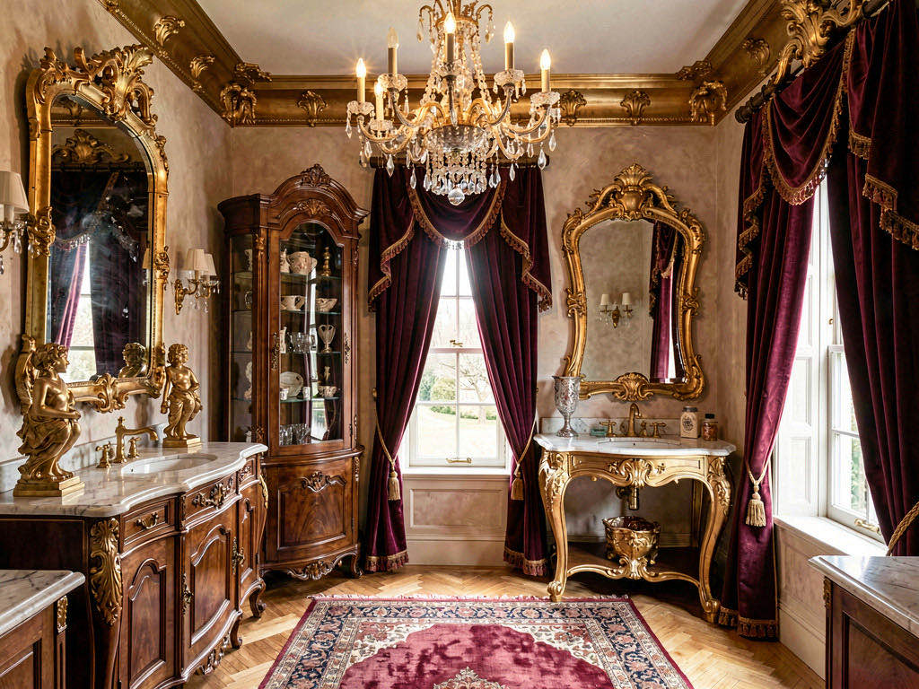 Baroque Bathroom with floor-to-ceiling tile