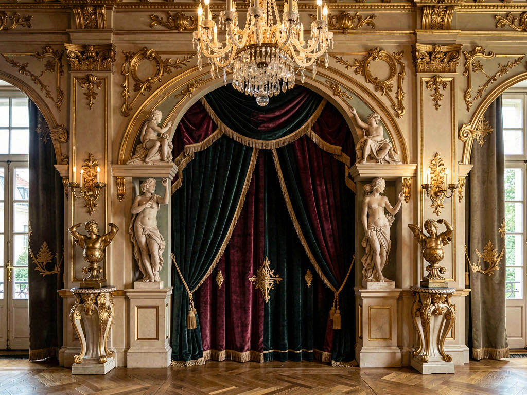 Baroque Entryway with built-in bookwall