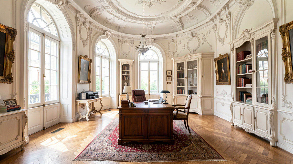 Baroque home office — wide