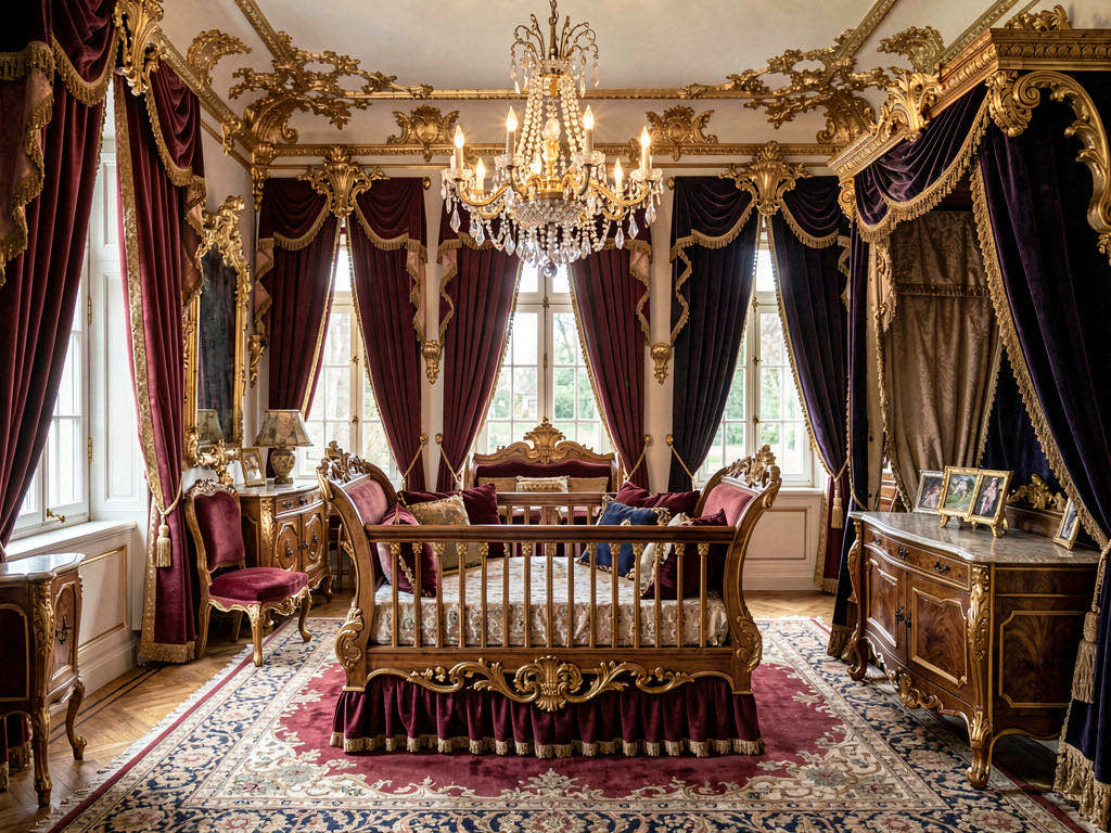 Baroque Nursery with exposed ceiling beams