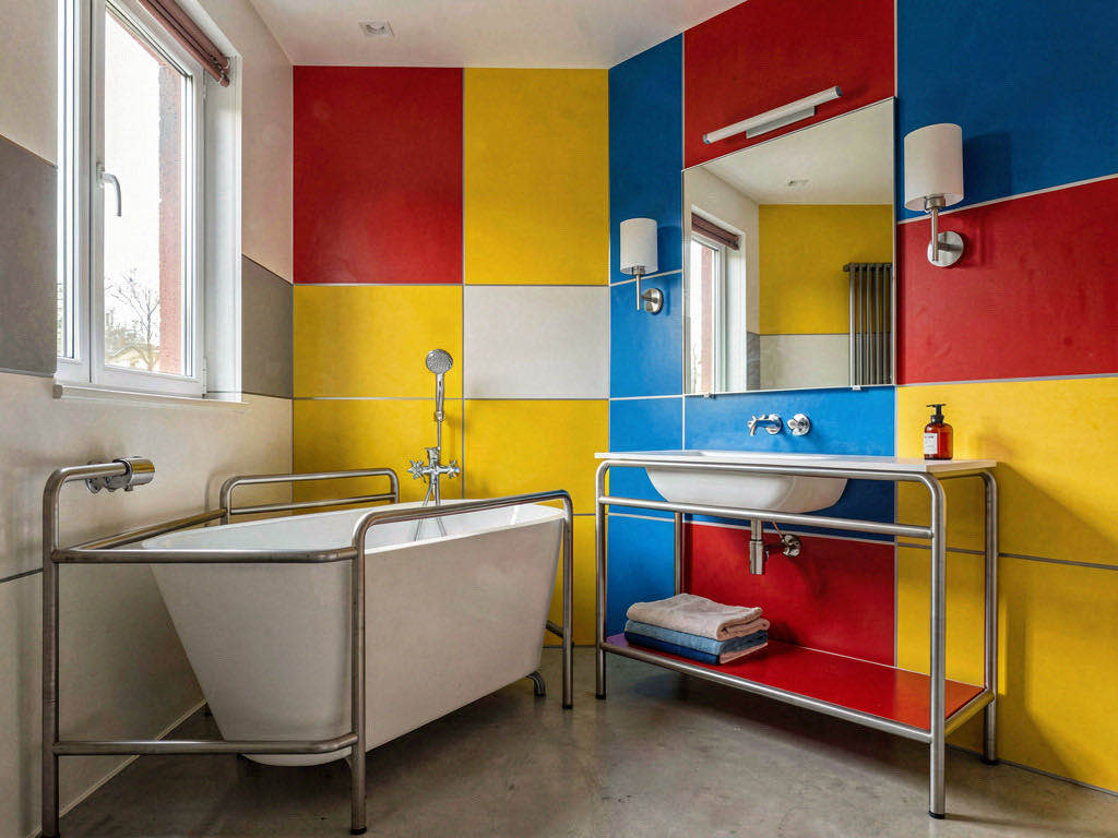 Bauhaus Bathroom with skylight over the bath