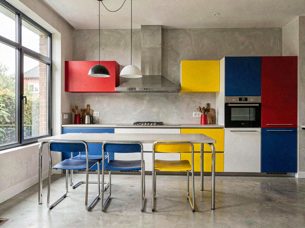 Bauhaus Kitchen with open shelving in solid oak