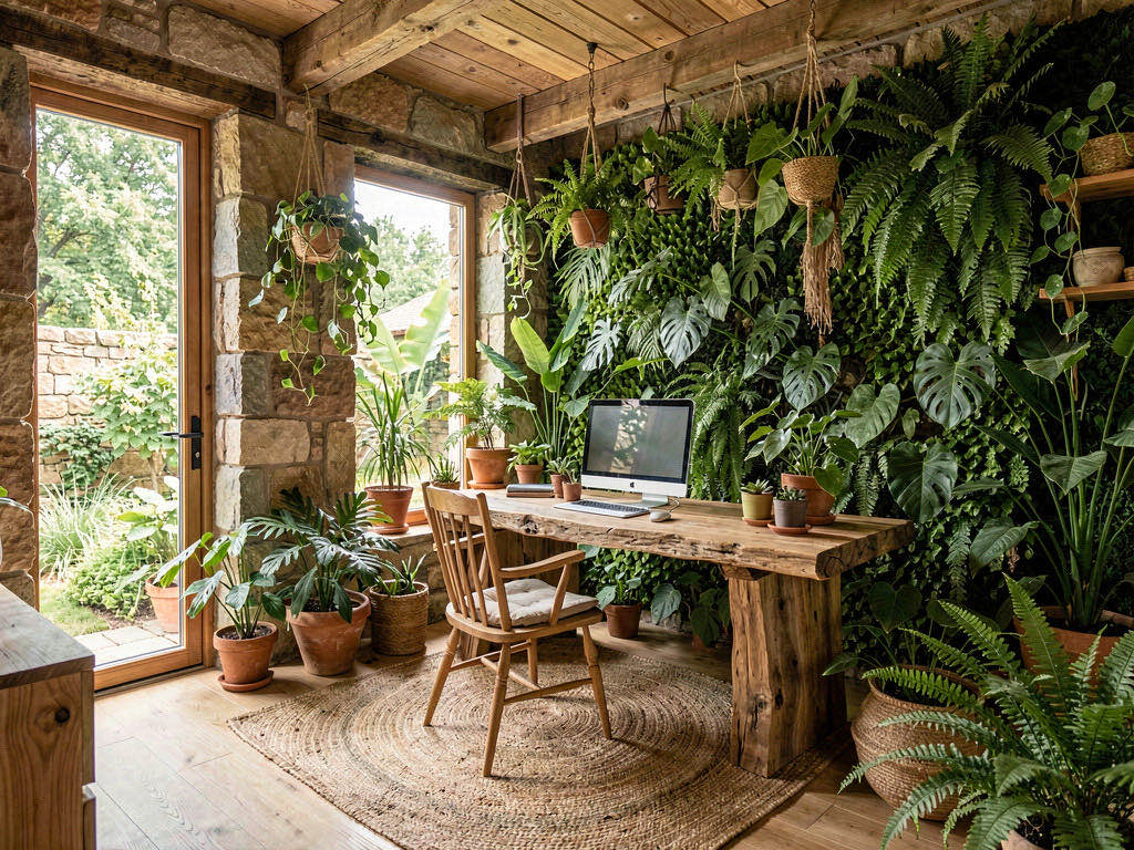 Biophilic Office with window-facing desk