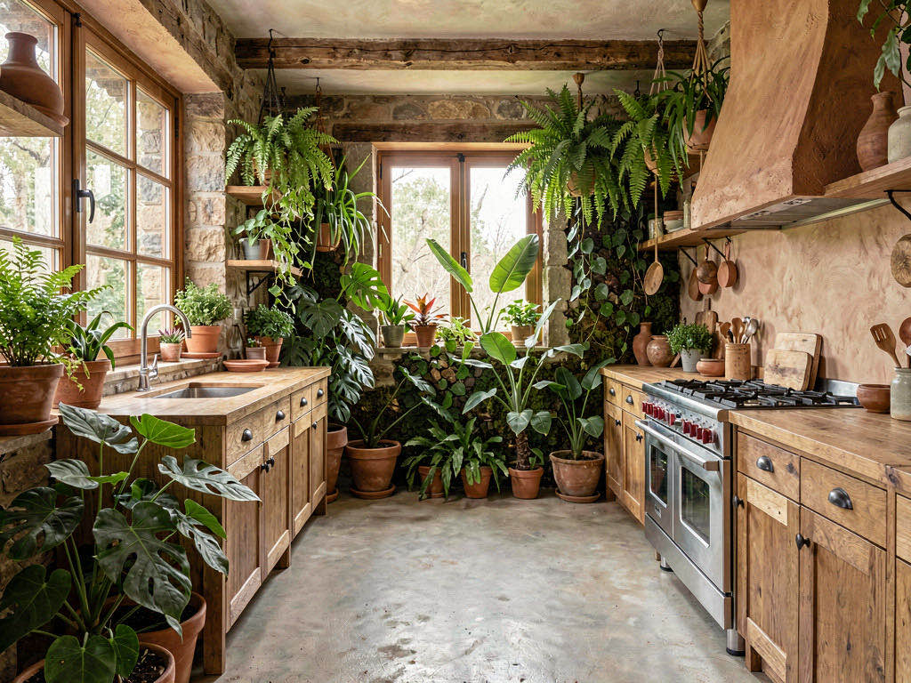 Biophilic Kitchen with full-slab splashback