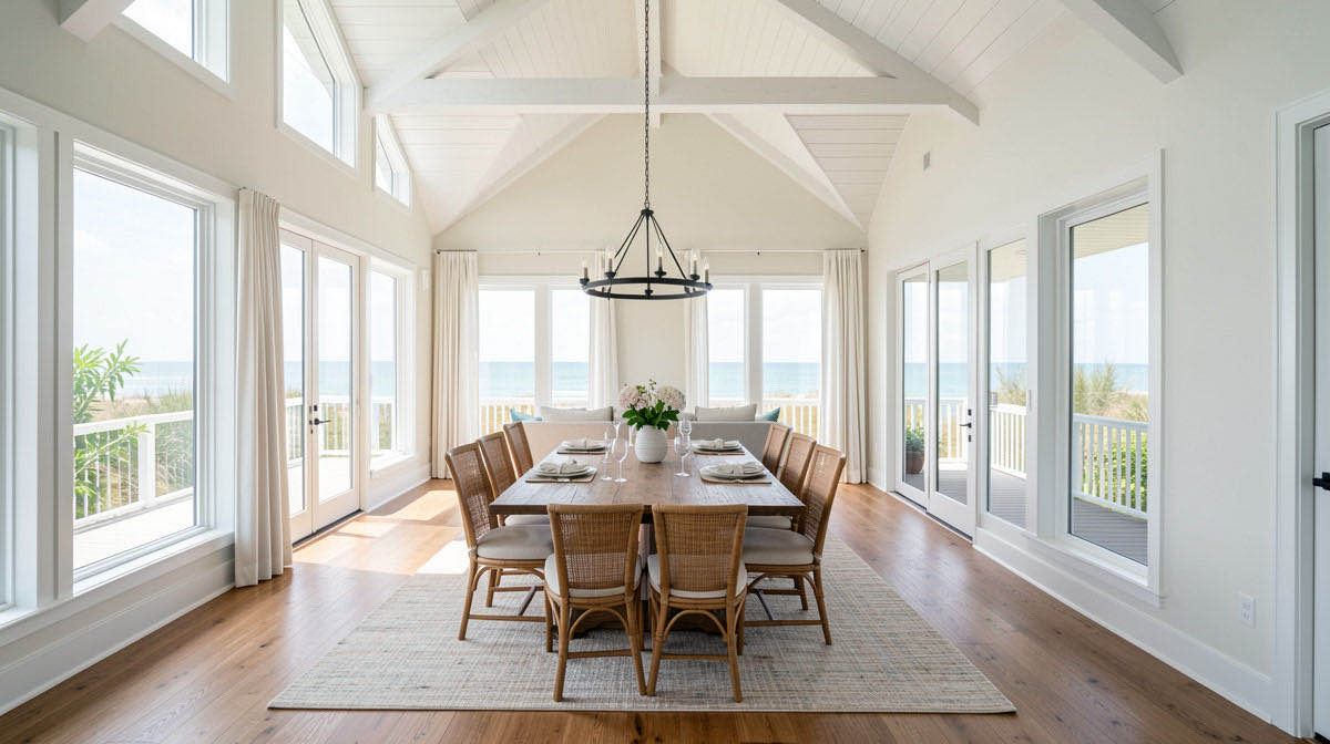 Coastal dining room — wide
