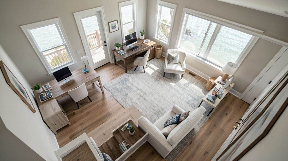 Coastal home office — overhead