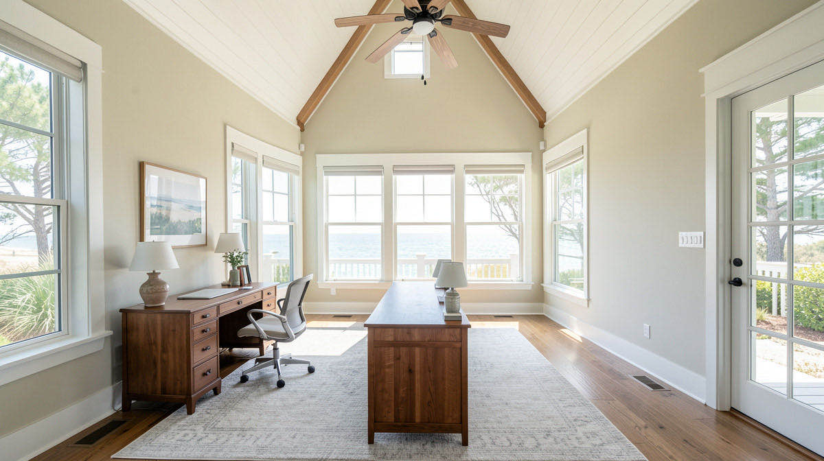 Coastal home office — wide