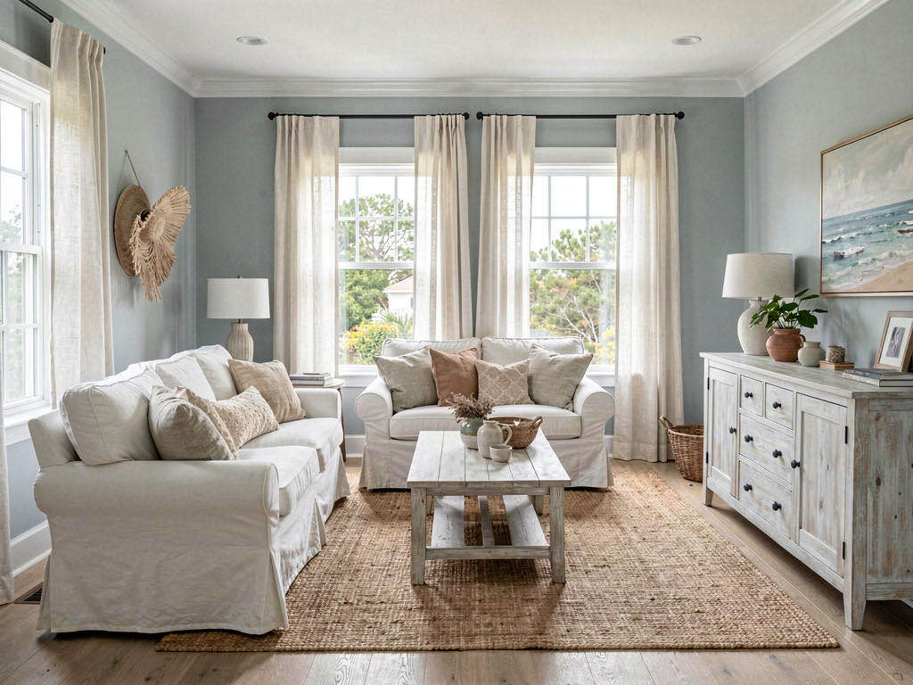 Coastal Nursery with floor-to-ceiling windows
