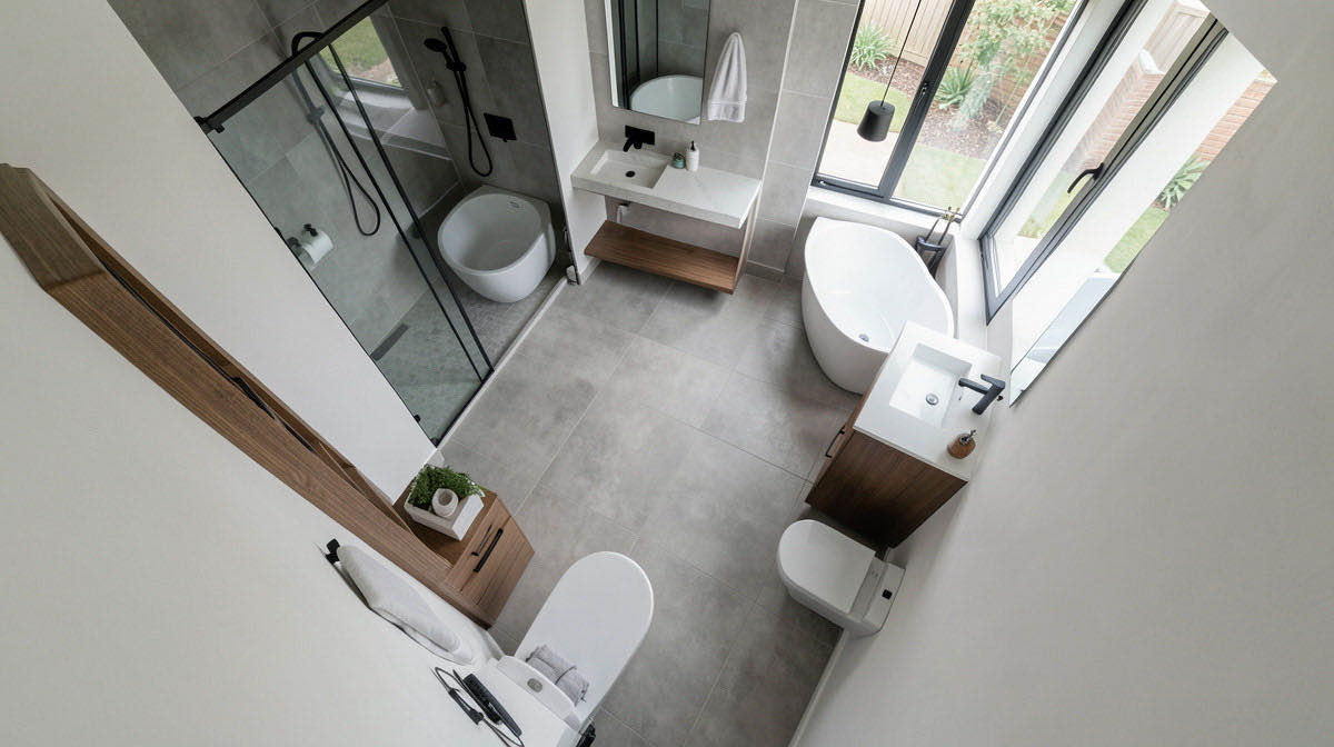 Contemporary bathroom — overhead