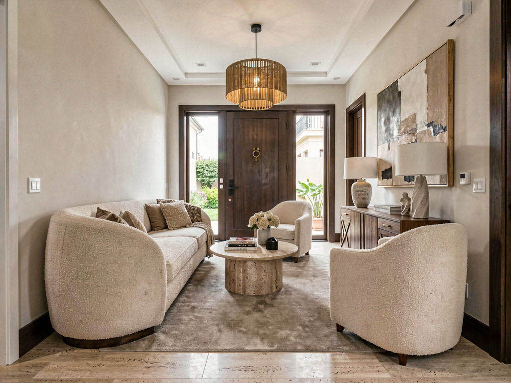 Contemporary Entryway with floor-to-ceiling windows