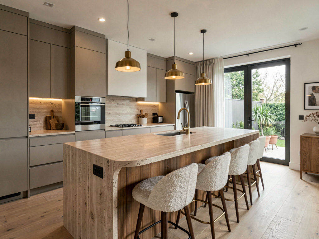 Contemporary Kitchen with butler's pantry beyond