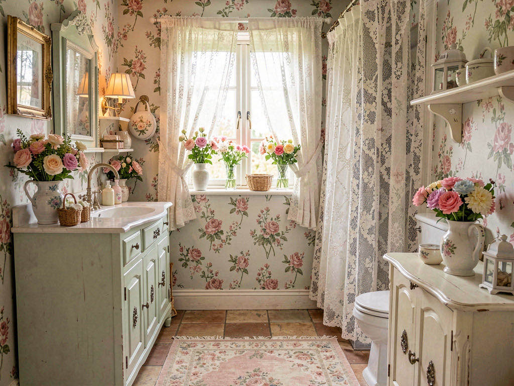 Cottagecore Bathroom with skylight over the bath