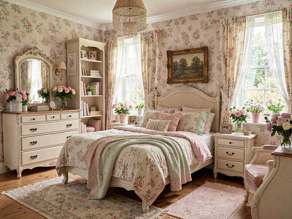 Cottagecore Bedroom with bay window seat