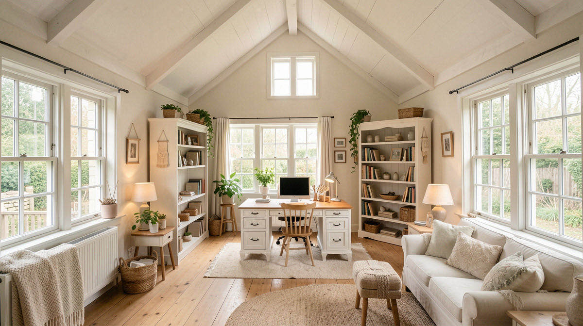 Cottagecore home office — wide