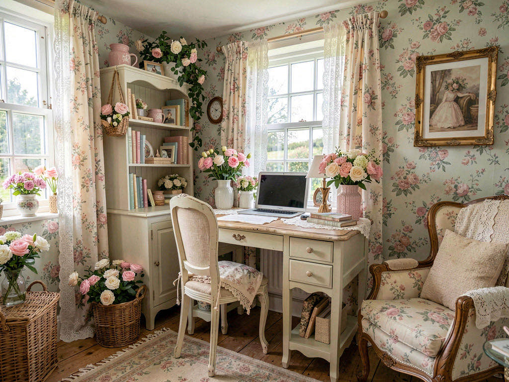 Cottagecore Office with window-facing desk