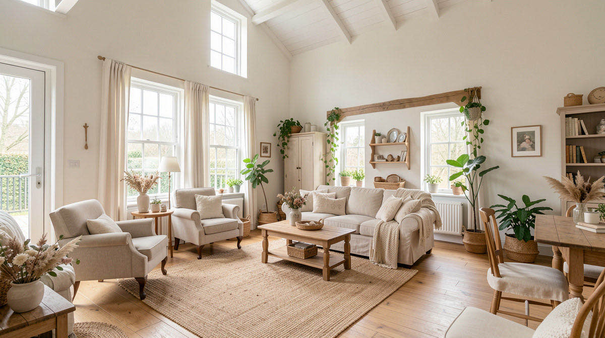 Cottagecore living room — wide