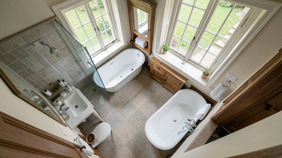 Country House bathroom — overhead