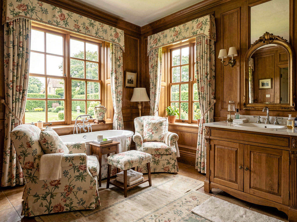Country House Bathroom with freestanding tub