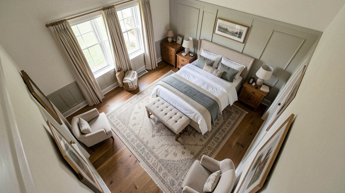 Country House bedroom — overhead