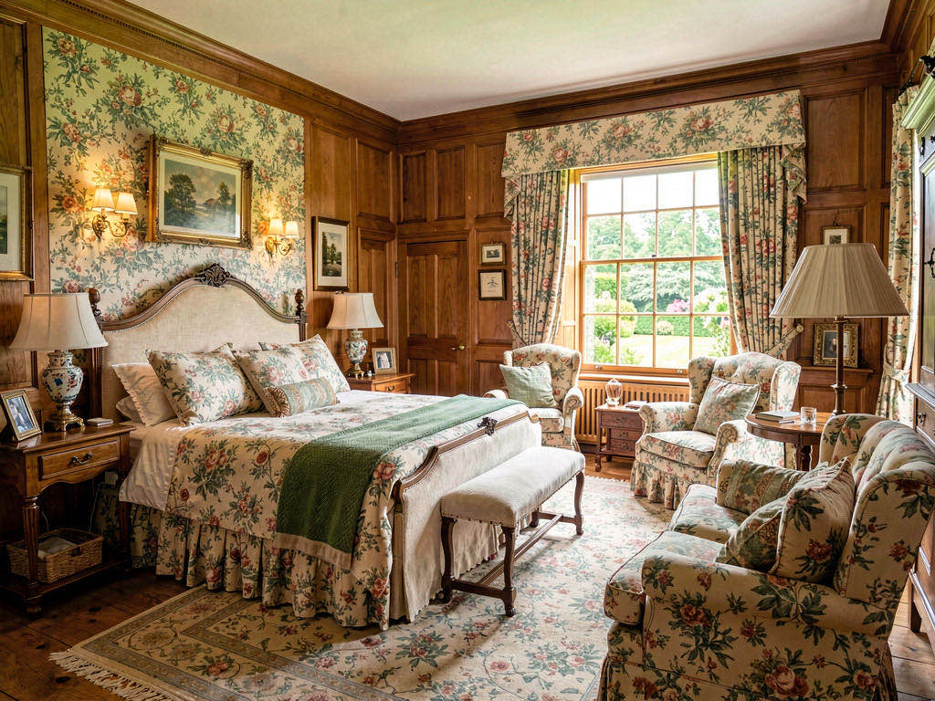 Country House Bedroom with floating nightstand