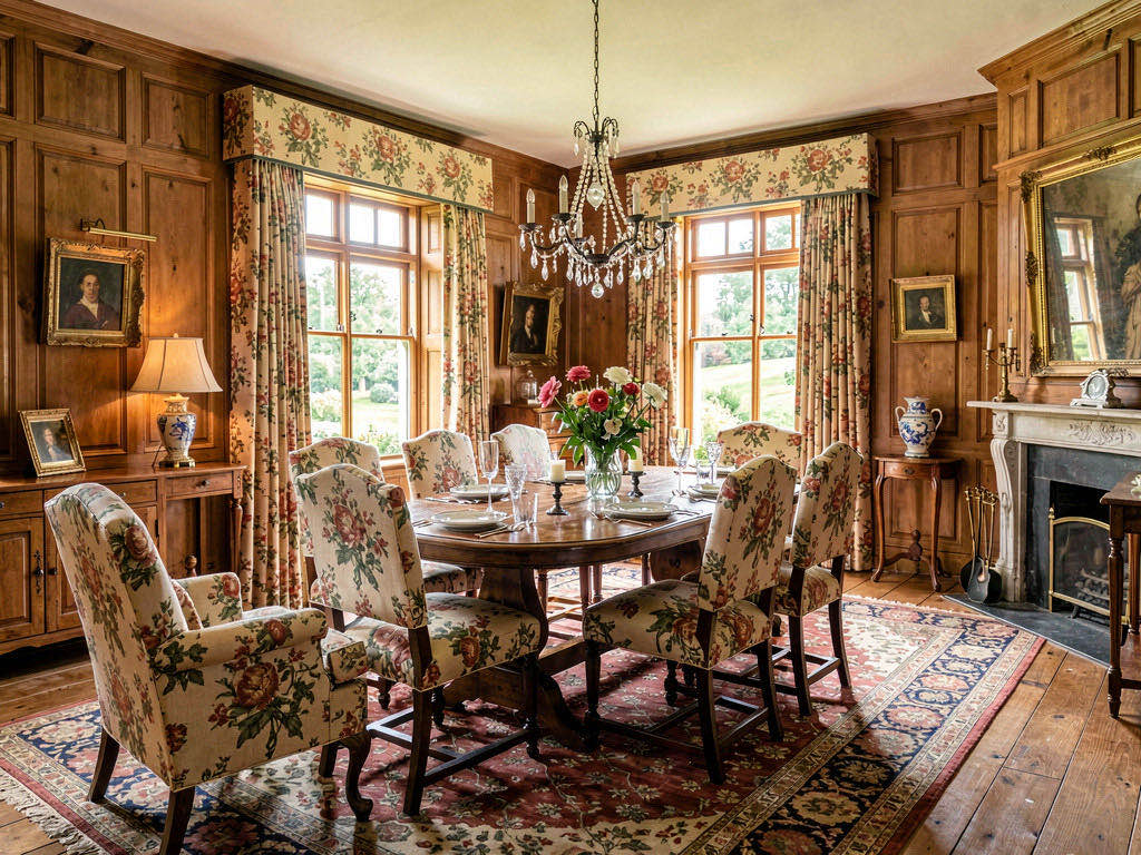 Country House Dining Room with live-edge table