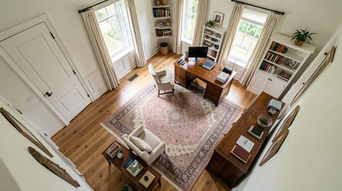 Country House home office — overhead
