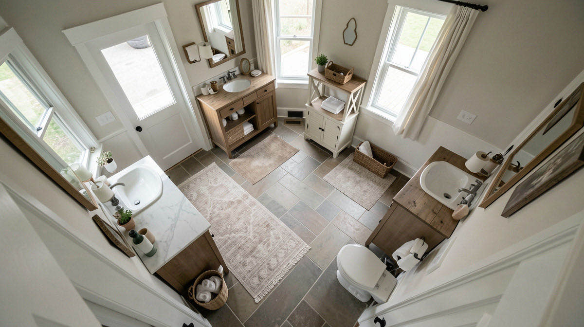 Farmhouse bathroom — overhead