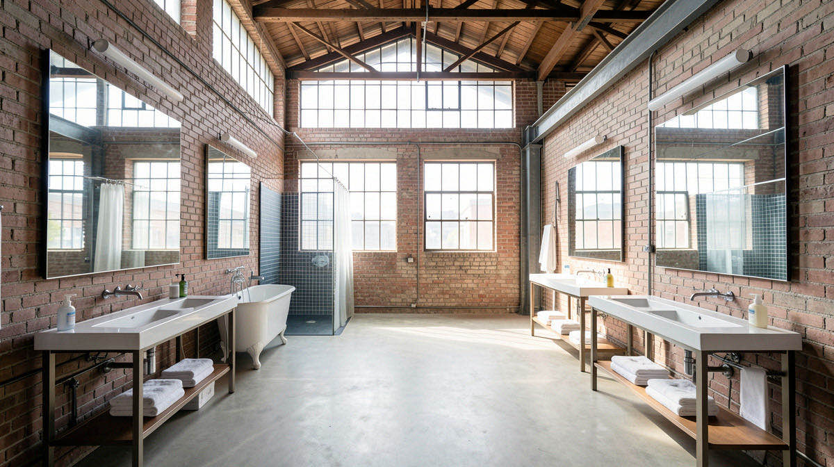 Industrial bathroom — wide