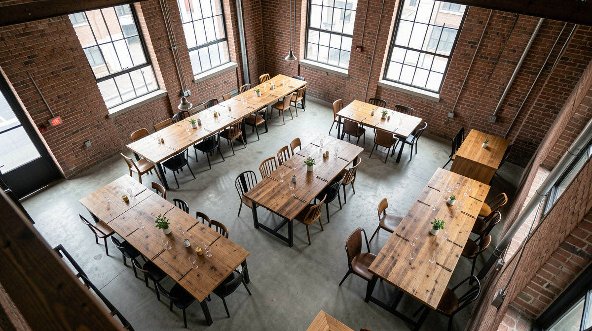 Industrial dining room — overhead