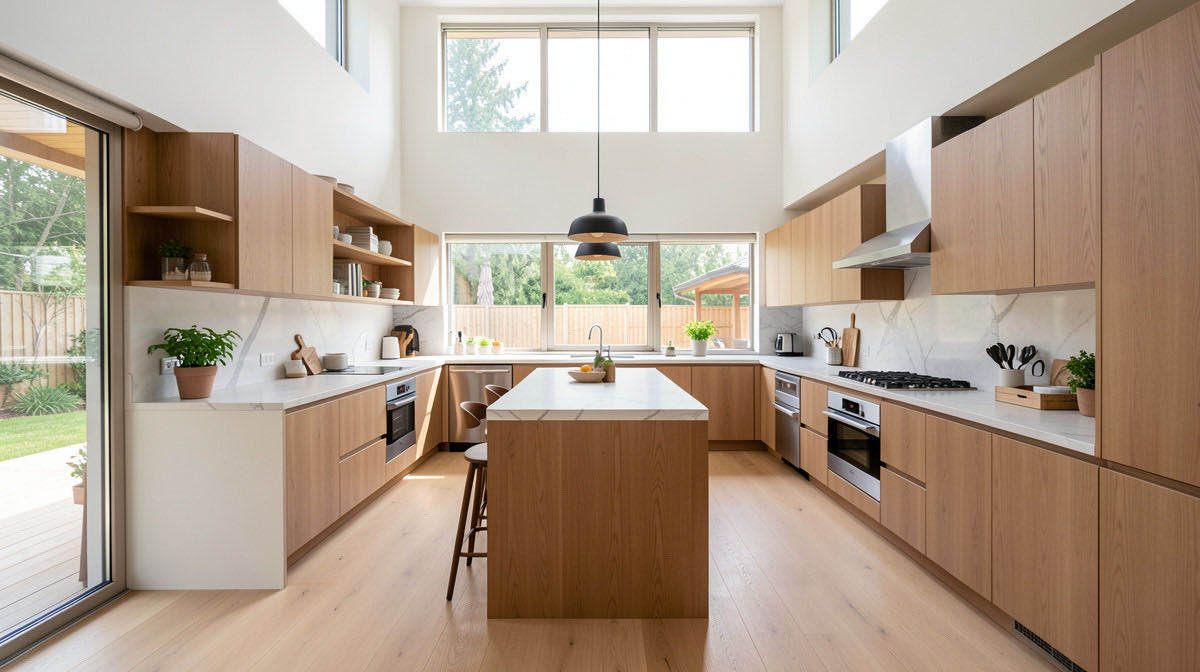 Japandi kitchen — wide