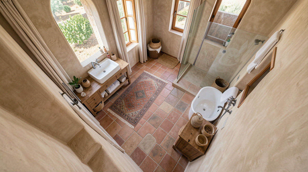 Mediterranean bathroom — overhead