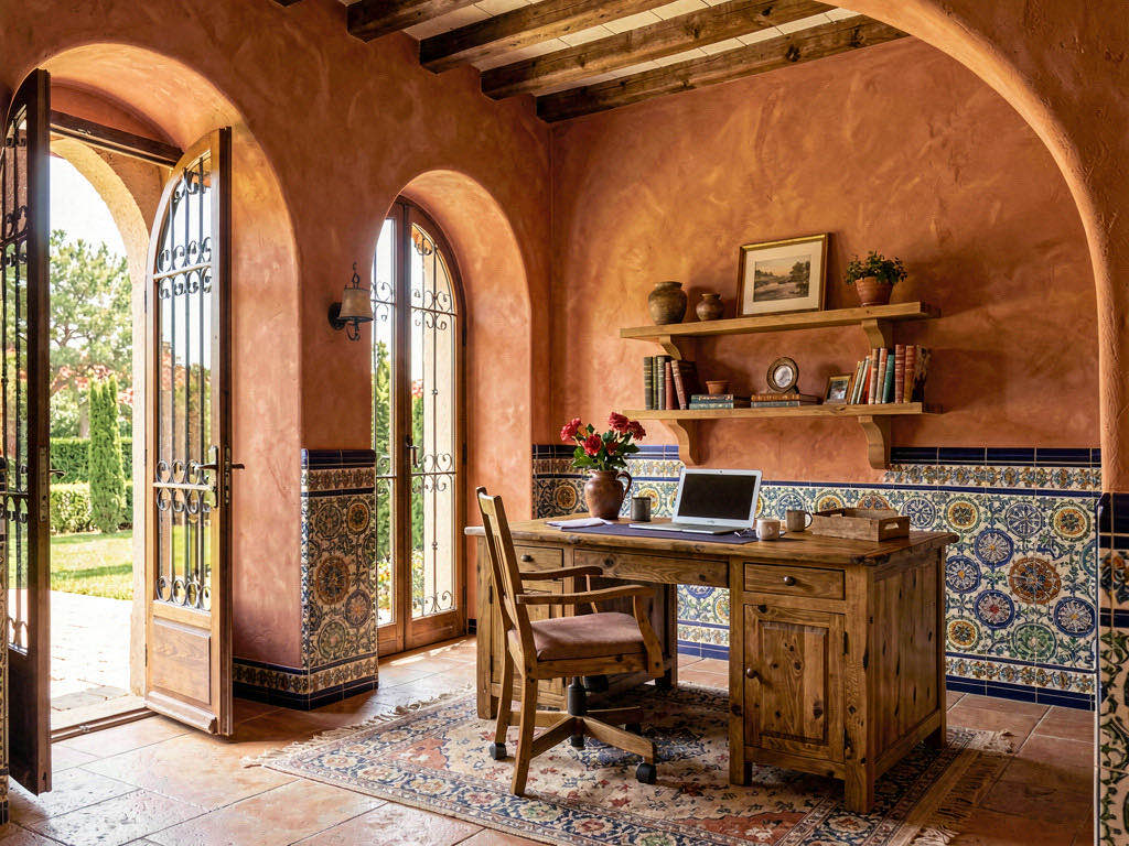 Mediterranean Office with reading corner