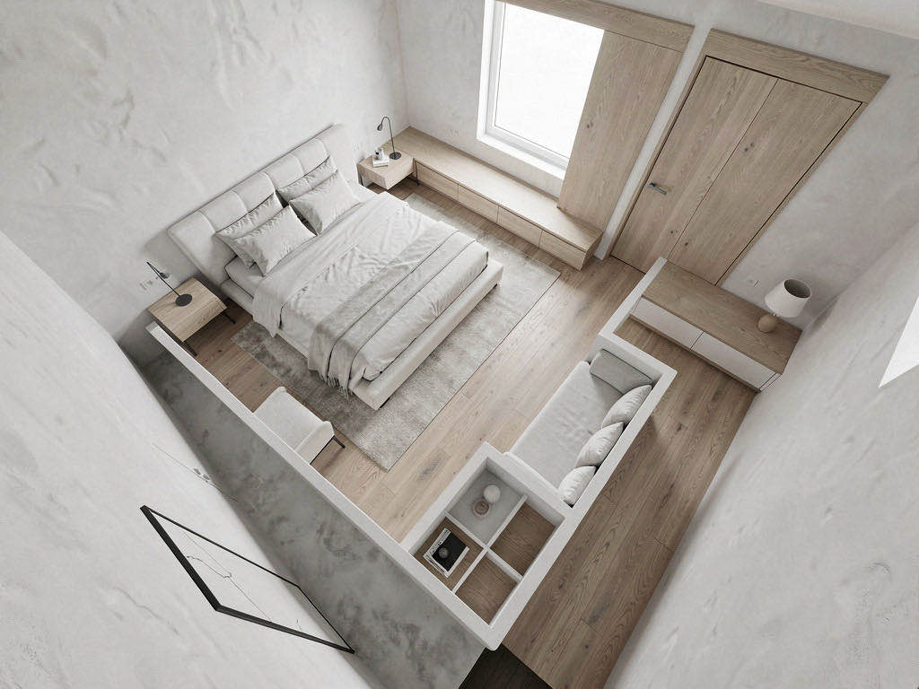 Minimalist bedroom — overhead