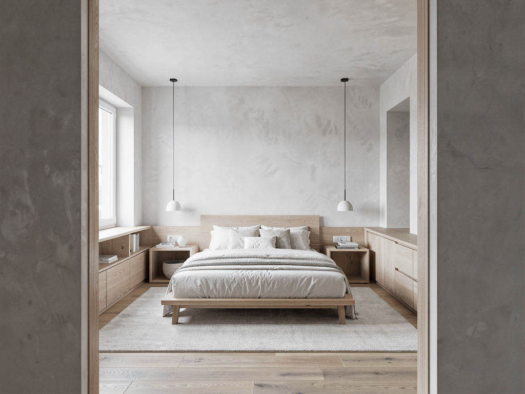 Minimalist bedroom — wide