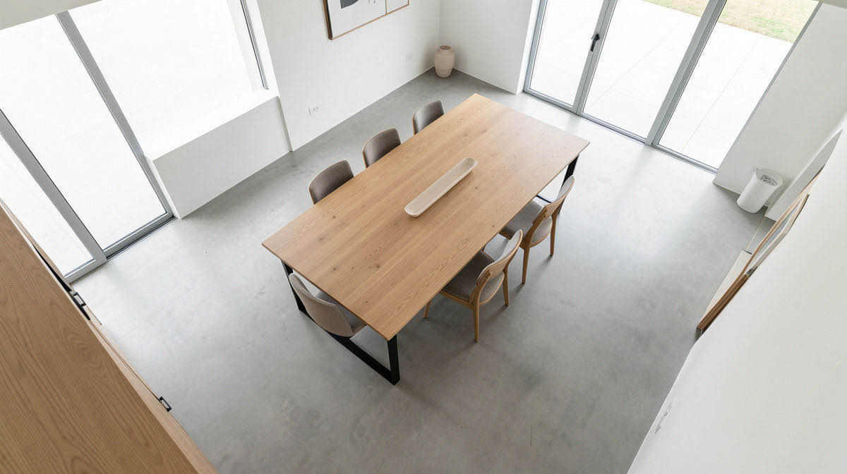 Minimalist dining room — overhead