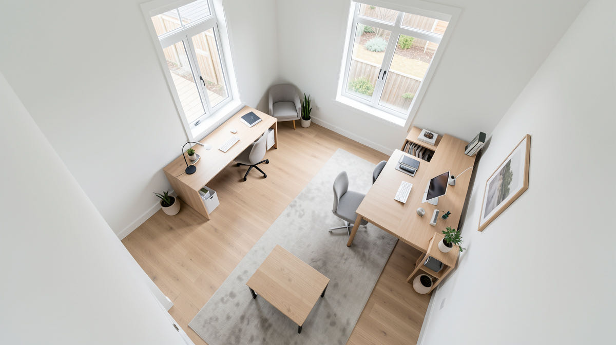 Minimalist home office — overhead