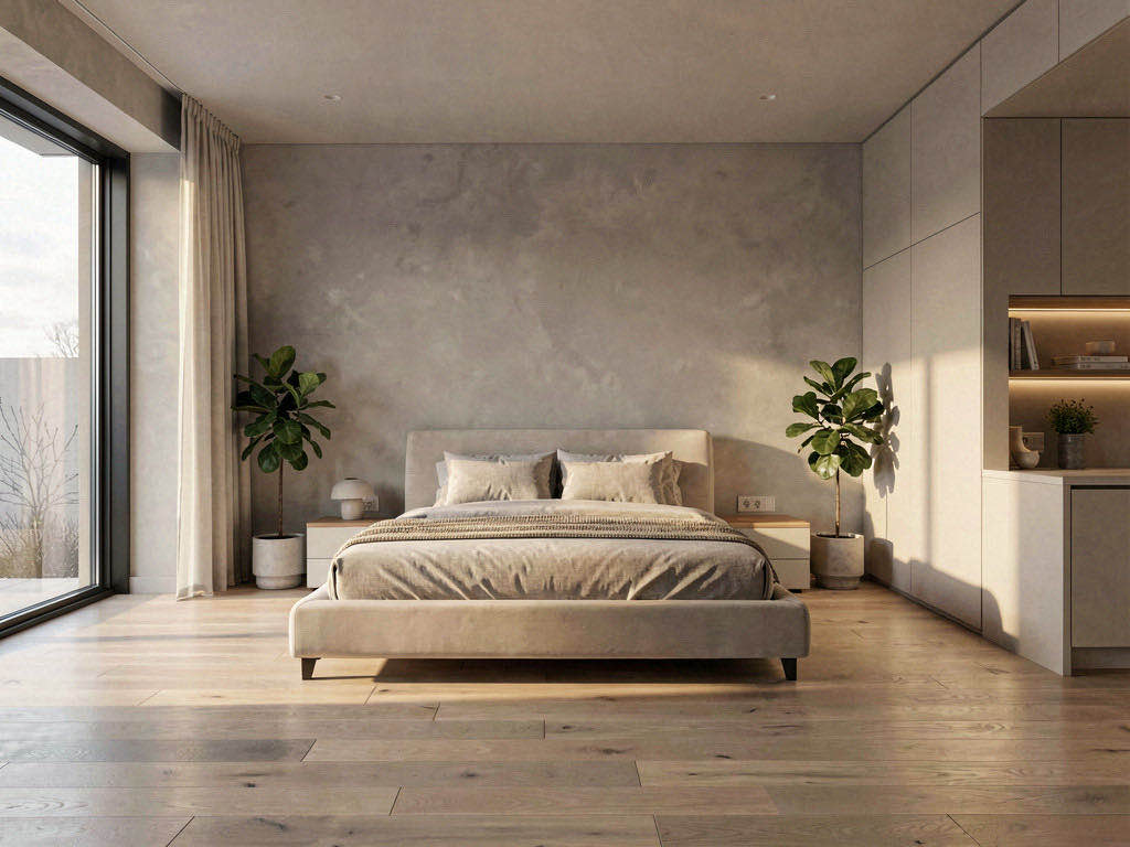 Modern Bedroom with vaulted ceiling