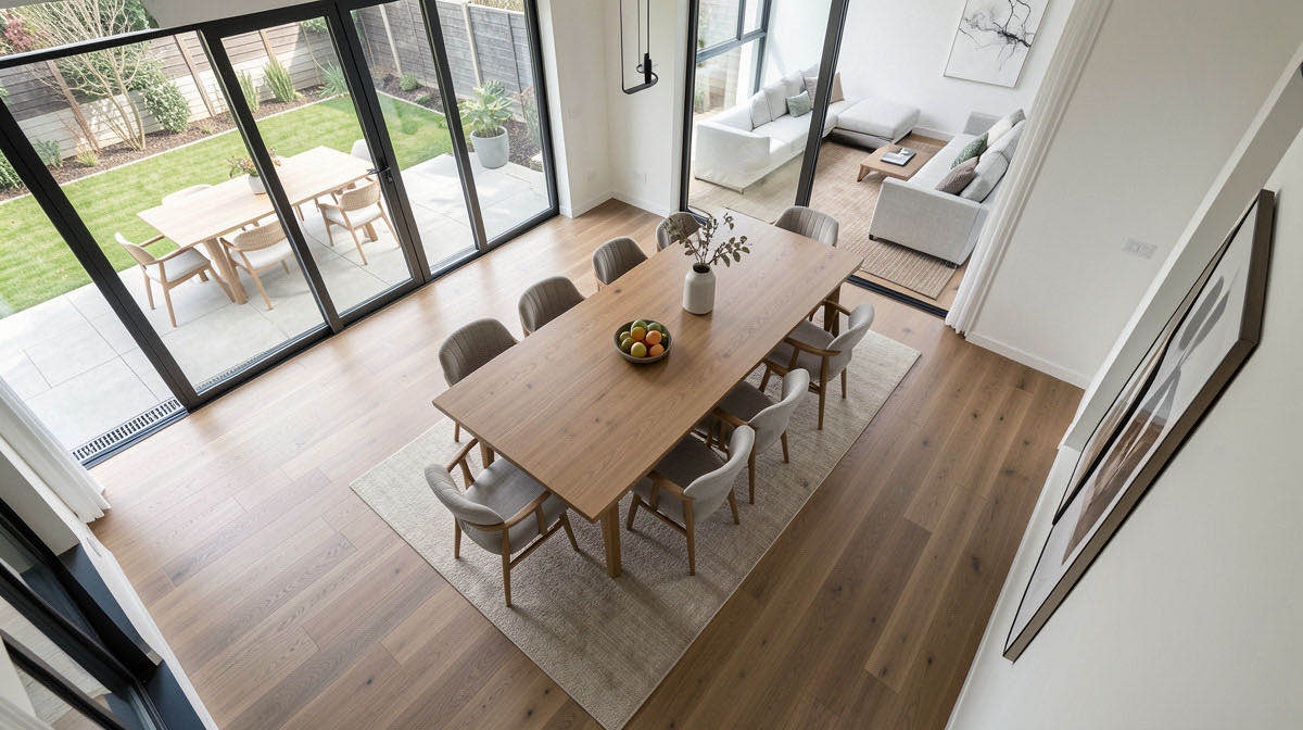Modern dining room — overhead