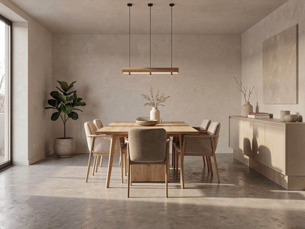Modern Dining Room with banquette along the window