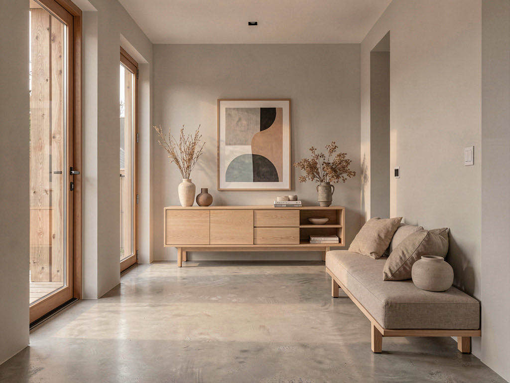 Modern Entryway with sunken seating pit