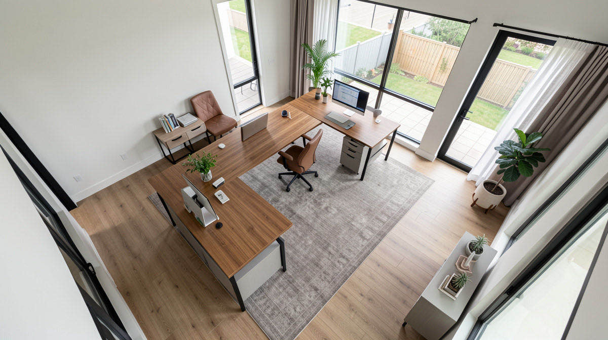 Modern home office — overhead