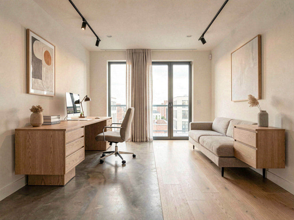 Modern Office with window-facing desk