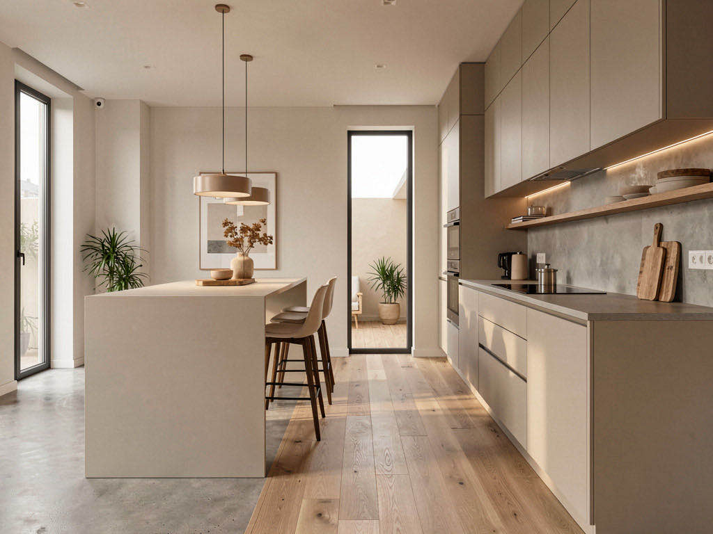Modern Kitchen with butler's pantry beyond
