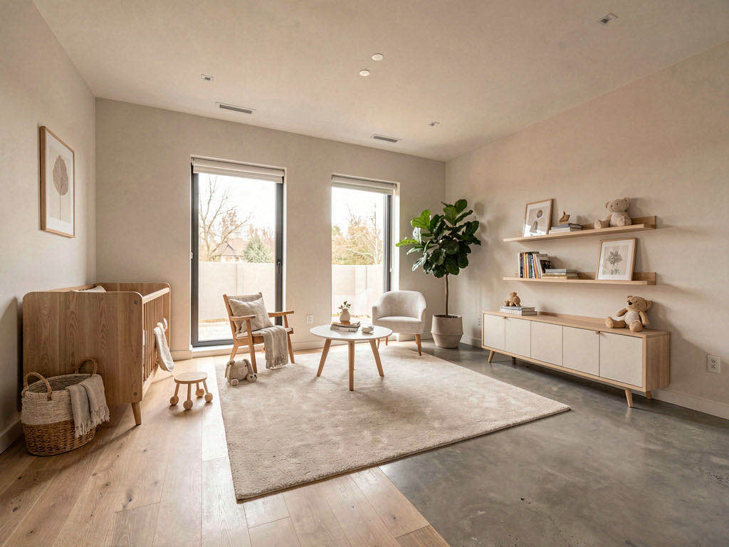 Modern Nursery with arched doorway
