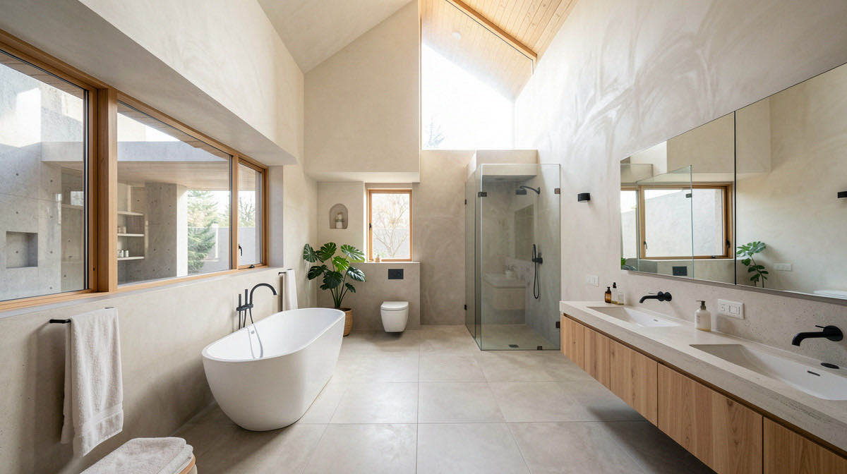 Organic Modern bathroom — wide