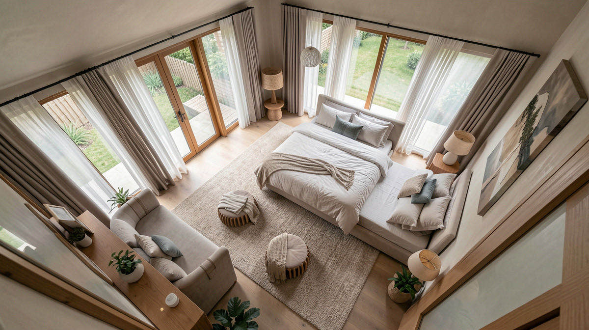 Organic Modern bedroom — overhead