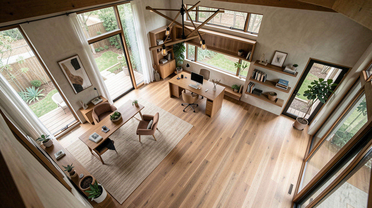 Organic Modern home office — overhead
