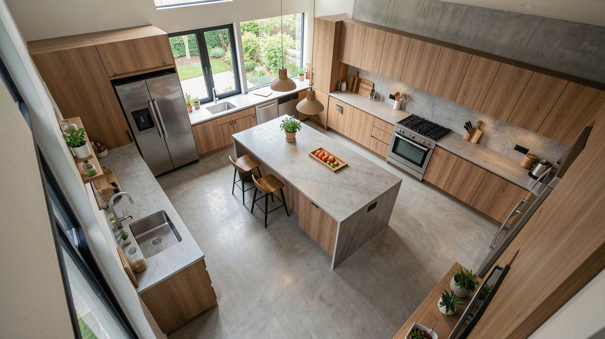 Organic Modern kitchen — overhead