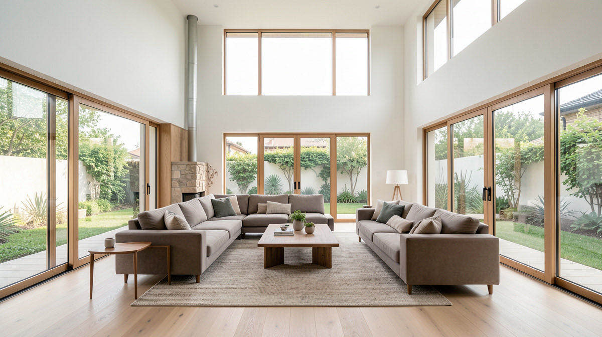 Organic Modern living room — wide